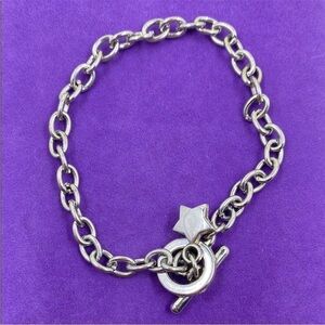 Silver Toggle Clasp Chain Bracelet with Star Charm